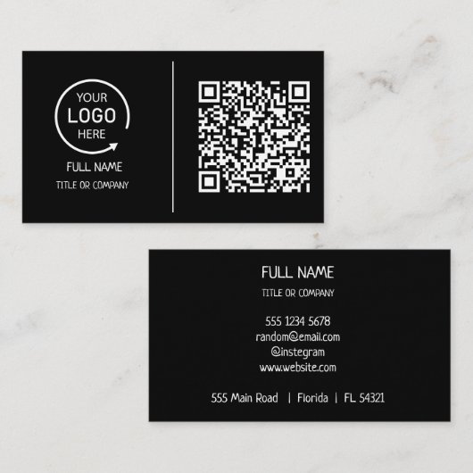 QR Code Business Logo | Modern Blush Pink Business Contactkaartje (Voorkant / Achterkant)