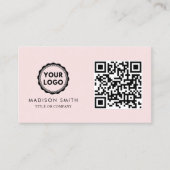 QR Code Business Logo | Modern Blush Pink Visitekaartje (Voorkant)