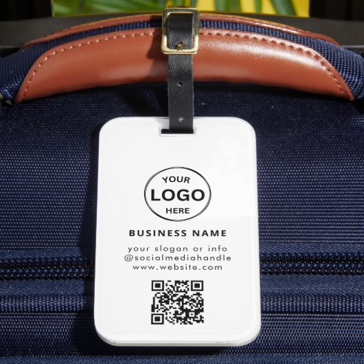 QR Code Business Logo Modern Eenvoudig Bagagelabel (Voorkant Insitu 2)