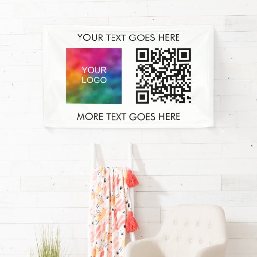 QR Code Business Logo Modern Elegant Beste Sjabloo Spandoek (Insitu)