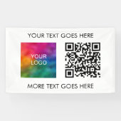 QR Code Business Logo Modern Elegant Beste Sjabloo Spandoek (Horizontaal)