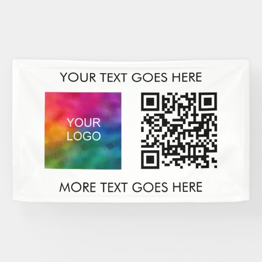 QR Code Business Logo Modern Elegant Beste Sjabloo Spandoek (Horizontaal)