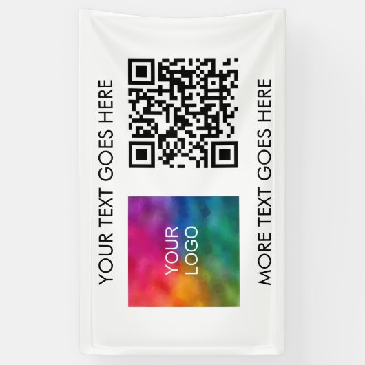 QR Code Business Logo Modern Elegant Beste Sjabloo Spandoek (Verticaal)