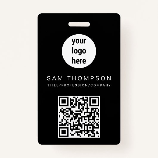 QR Code Business Logo Modern minimalistisch bedrij Badge (Voorkant)