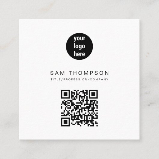 QR Code Business Logo Modern minimalistisch bedrij Contactkaartje (Voorkant)