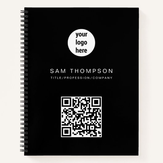 QR Code Business Logo Modern minimalistisch bedrij Notitieboek (Voorkant)