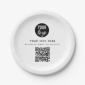 QR Code Business Logo Modern minimalistisch bedrij Papieren Bordje (Voorkant)