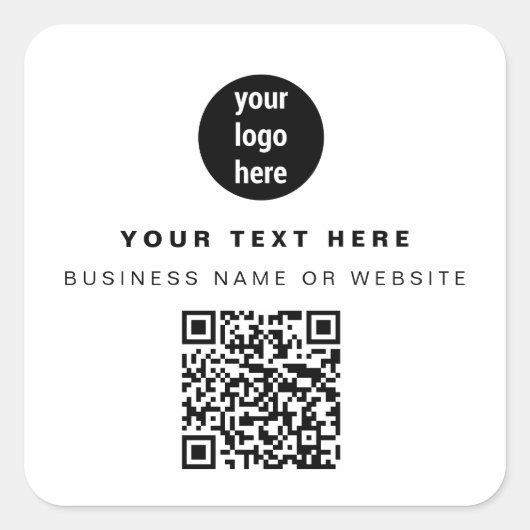 QR Code Business Logo Modern minimalistisch bedrij Vierkante Sticker (Voorkant)