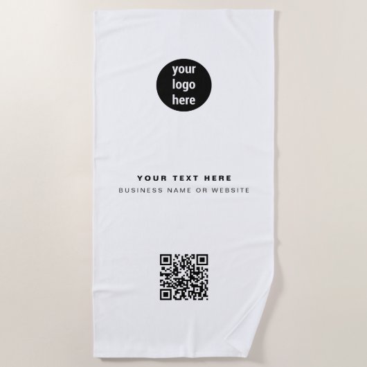 QR Code Business Logo Modern minimalistisch Strandlaken (Voorkant)