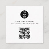 QR Code Business Logo Modern minimalistisch Vierkante Visitekaartje (Voorkant)