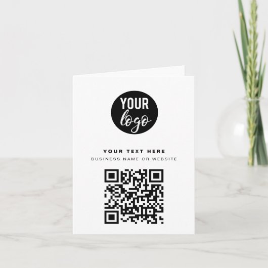 QR-code Business Logo Modern minimalistisch wit Feestdagen Kaart (Voorkant)