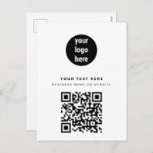 QR-code Business Logo Modern minimalistisch wit Feestdagenkaart (Voorkant / Achterkant)