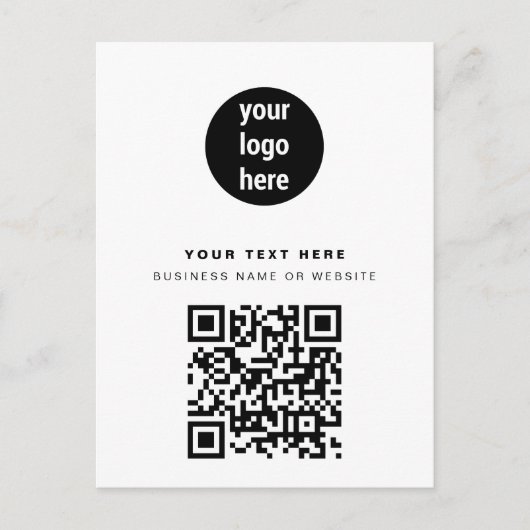 QR-code Business Logo Modern minimalistisch wit Feestdagenkaart (Voorkant)