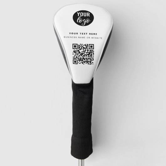 QR-code Business Logo Modern minimalistisch wit Golfheadcover (Voorkant)