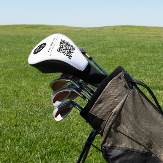 QR-code Business Logo Modern minimalistisch wit Golfheadcover (Insitu)