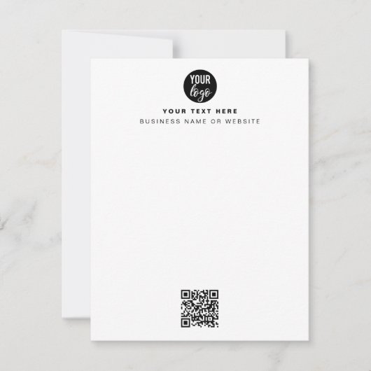QR-code Business Logo Modern minimalistisch wit Notitiekaartje (Voorkant)