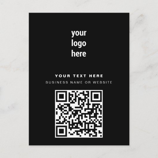 QR-code Business Logo Modern minimalistisch zwart Feestdagenkaart (Voorkant)