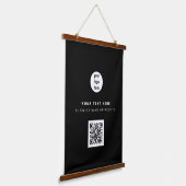 QR-code Business Logo Modern minimalistisch zwart Hangend Wandkleed (Gebogen)