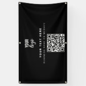 QR-code Business Logo Modern minimalistisch zwart Spandoek (Verticaal)