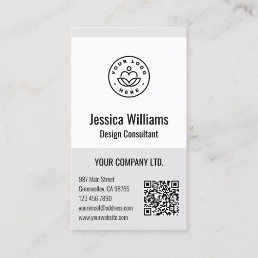 QR Code Business Logo Modern Professional Gray Visitekaartje (Achterkant)