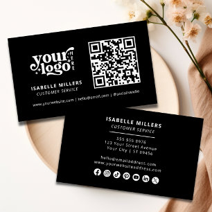 QR Code Business Logo Moderne Professional Black Visitekaartje
