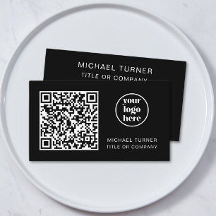QR Code Business Logo Moderne Professional Black Visitekaartje