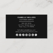 QR Code Business Logo Moderne Professional Black Visitekaartje (Achterkant)