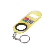 QR Code Business Logo Monogram Names Gold Look Mini Flessenopener (Achterkant Gekanteld)