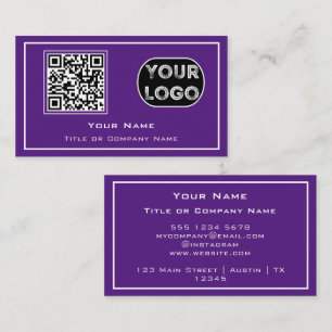 QR Code Business Logo Paars minimalist Visitekaartje