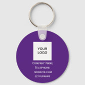 QR Code Business Logo Professional Aangepast Paars Sleutelhanger (Achterkant)