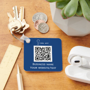 QR Code Business Logo Professional Blauw Sleutelhanger
