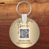 QR Code Business Logo Professional Gold Sleutelhanger (Voorkant)