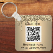 QR Code Business Logo Professional Gold Sleutelhanger (Voorkant)