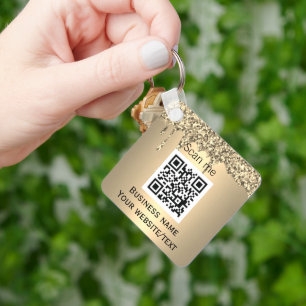 QR Code Business Logo Professional Gold Sleutelhanger