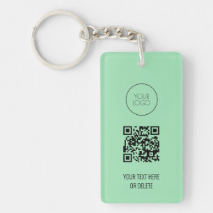 QR Code Business Logo Professional Mint Green Sleutelhanger