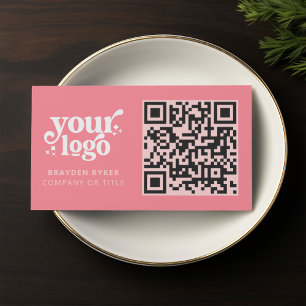 QR Code Business Logo Professional Modern Roze Visitekaartje
