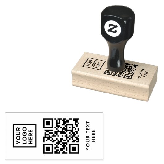 QR Code Business Logo Professional Modern Rubberstempel (Gestempeld)