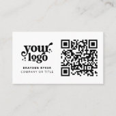 QR Code Business Logo Professional Modern Wit Visitekaartje (Voorkant)