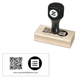 QR Code Business Logo Professional Modern zwart Rubberstempel