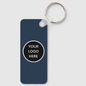 QR Code Business Logo Professional Navy Blue Sleutelhanger (Achterkant)