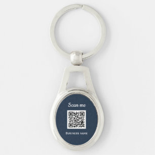 QR Code Business Logo Professional Navy Blue Sleutelhanger