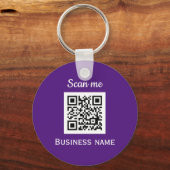QR Code Business Logo Professional Paarse Modern Sleutelhanger (Voorkant)