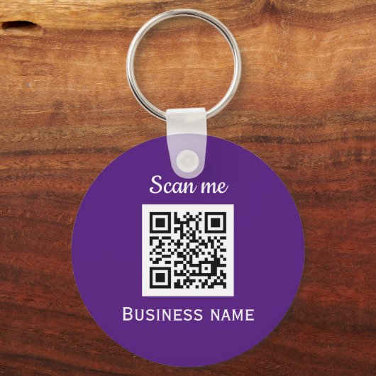 QR Code Business Logo Professional Paarse Modern Sleutelhanger (Voorkant)