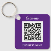 QR Code Business Logo Professional Paarse Modern Sleutelhanger (Voorkant)