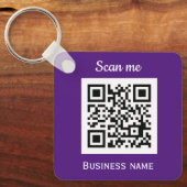 QR Code Business Logo Professional Paarse Modern Sleutelhanger (Voorkant)