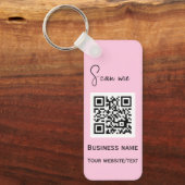 QR Code Business Logo Professional Roze Sleutelhanger (Voorkant)