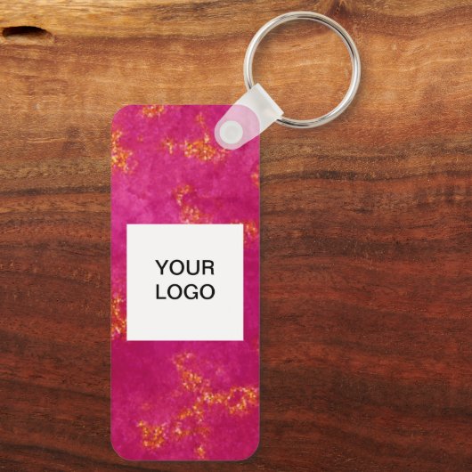 QR Code Business Logo Professional Roze Sleutelhanger (Achterkant)