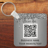 QR Code Business Logo Professional Silver Sleutelhanger (Voorkant)