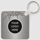 QR Code Business Logo Professional Silver Sleutelhanger (Achterkant)