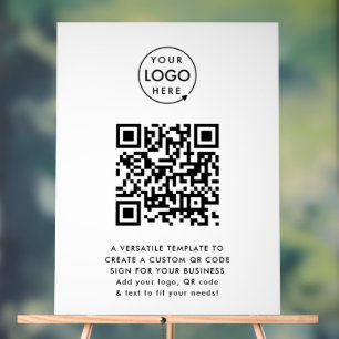 QR-code Business Logo Professional Simple White Acryl Bord